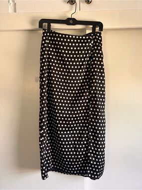 essue Black Midi Skirt with White Polka Dots